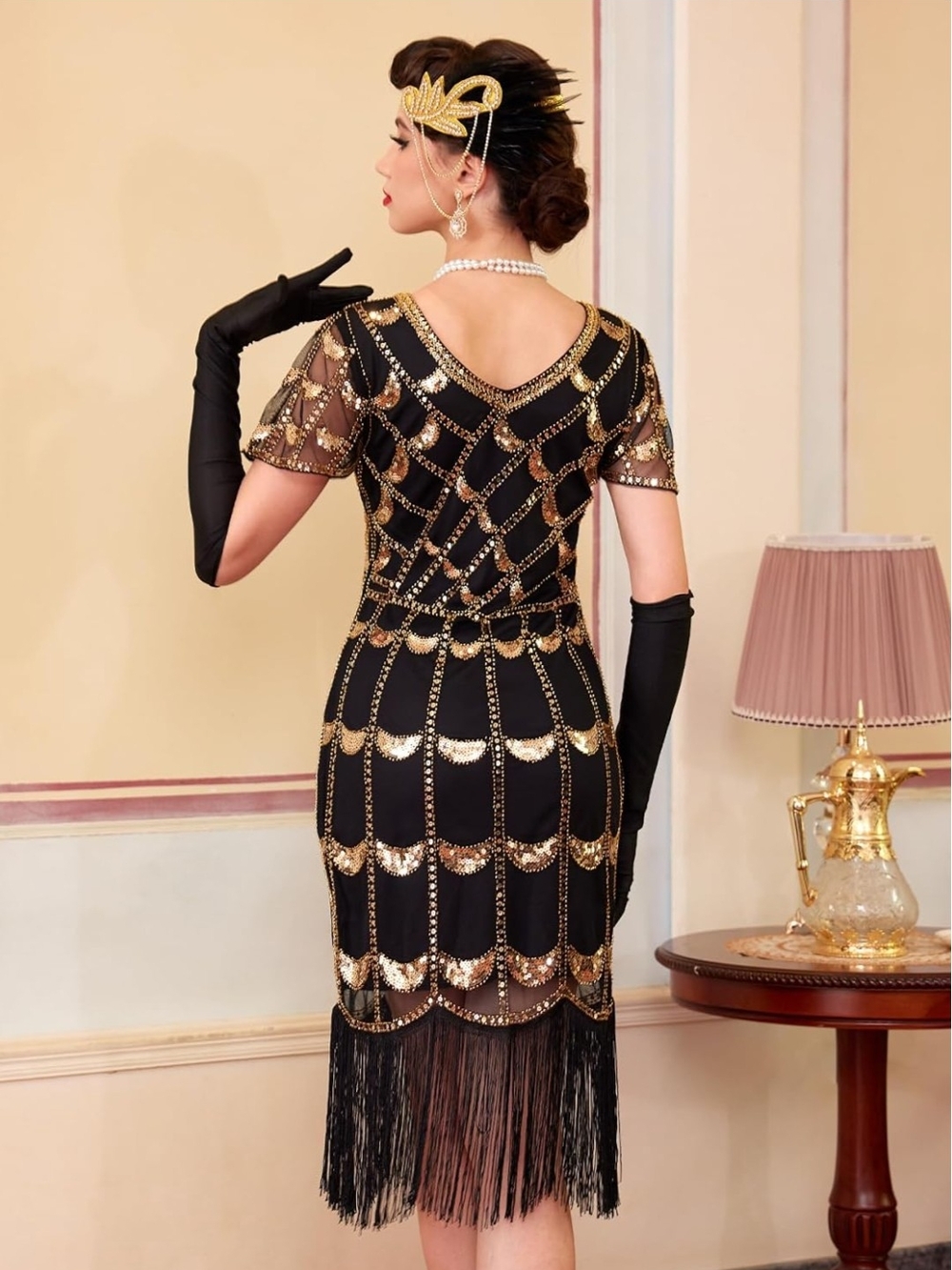 New 1920SFringed Sequin Dresses Set, Roaring 20s Costume Gatsby Style - Picture 2 of 3